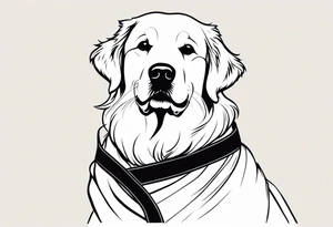 a golden retriever in a kimono with a black belt tattoo idea
