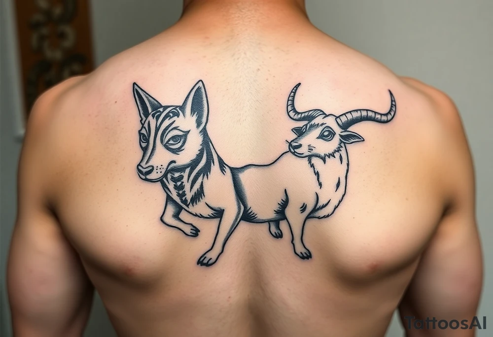 dog, rat, goat, and ox street japanese style tattoo idea