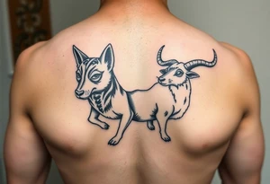 dog, rat, goat, and ox street japanese style tattoo idea