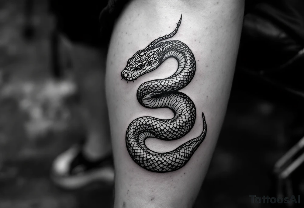 snake wrapping around lower leg tattoo idea