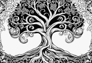 Nordic tree of life made of two trees twisting together tattoo idea
