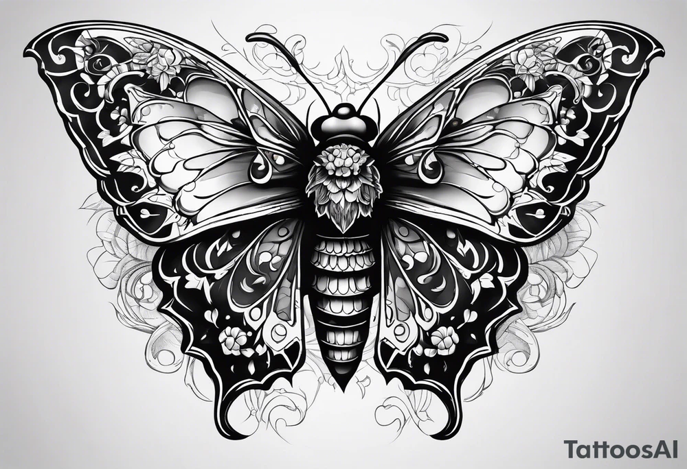 Death moth and gothic tattoo idea