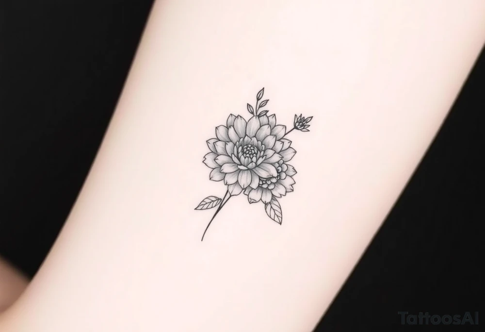Rose and Chrysanthemum bouquet tattoo tattoo idea