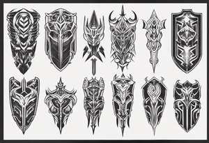 leg armor symmetrical tattoo idea