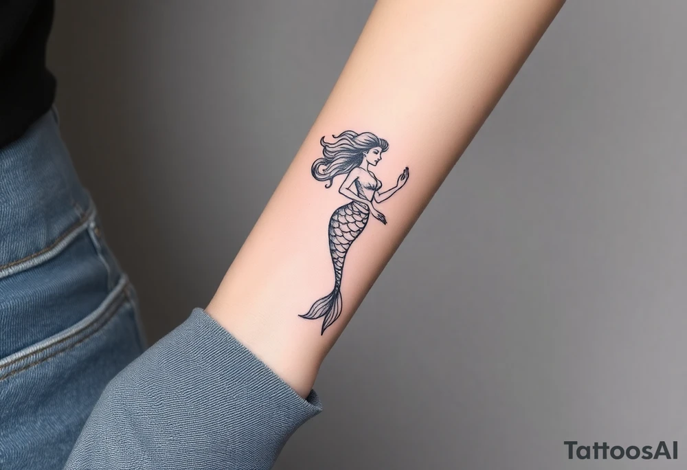 Realistic tattoo on forearm of a mermaid tattoo idea