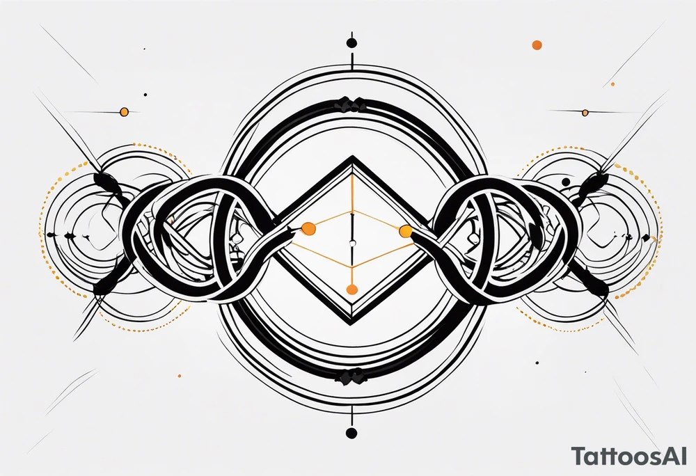 armband tattoo, masculine, narrow, horizontal with quantum atoms chain pattern tattoo idea