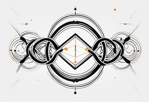 armband tattoo, masculine, narrow, horizontal with quantum atoms chain pattern tattoo idea