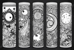 20 oz tumbler banner design, candy, minimalist, spellbound, voodoo, moon, stars, Halloween tattoo idea