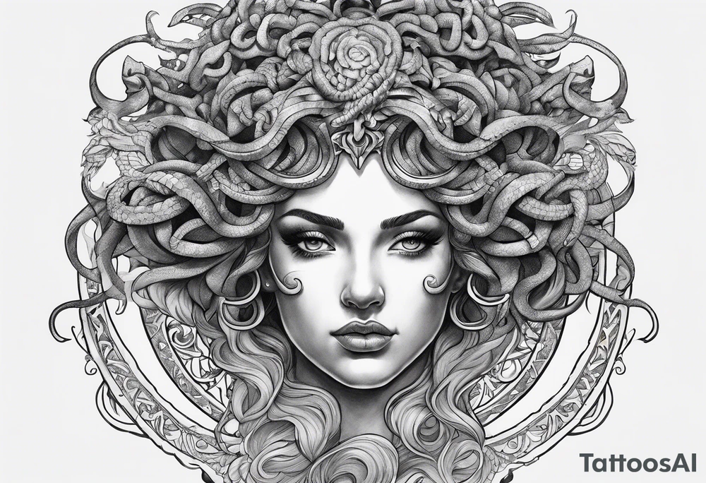 Medusa in her hand the head of Perseo tattoo idea