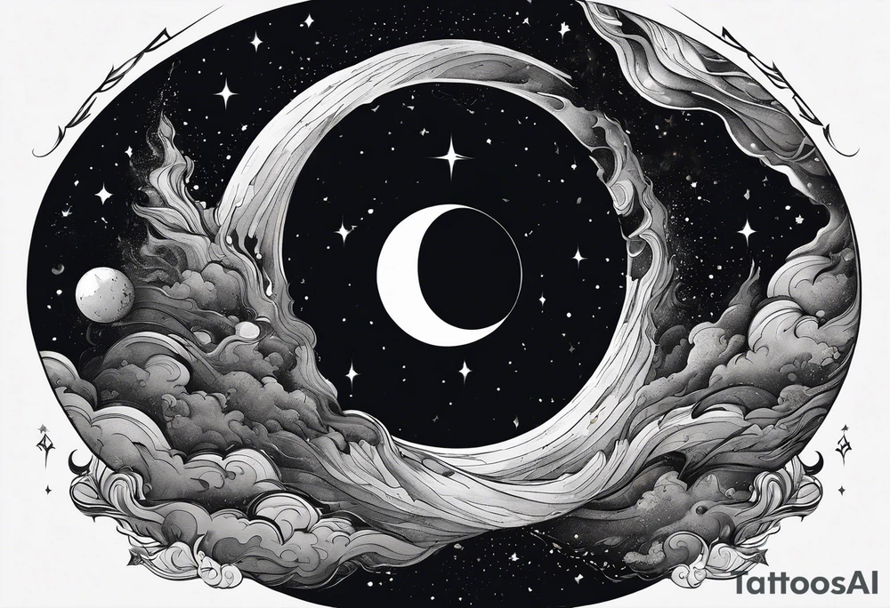 Large black hole swallowing earth. as Earth is swallowed space and time is stretched and deformed tattoo idea