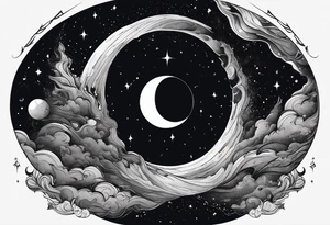 Large black hole swallowing earth. as Earth is swallowed space and time is stretched and deformed tattoo idea