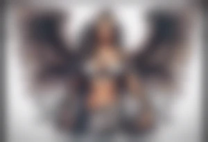 angry angel standing tattoo idea