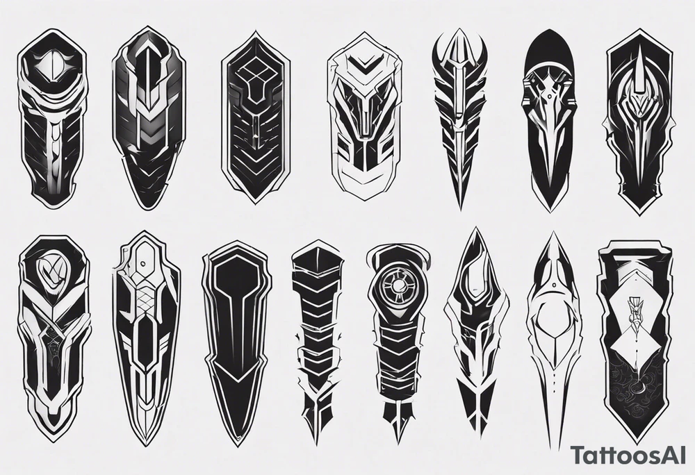 Futuristic leg armor tattoo idea