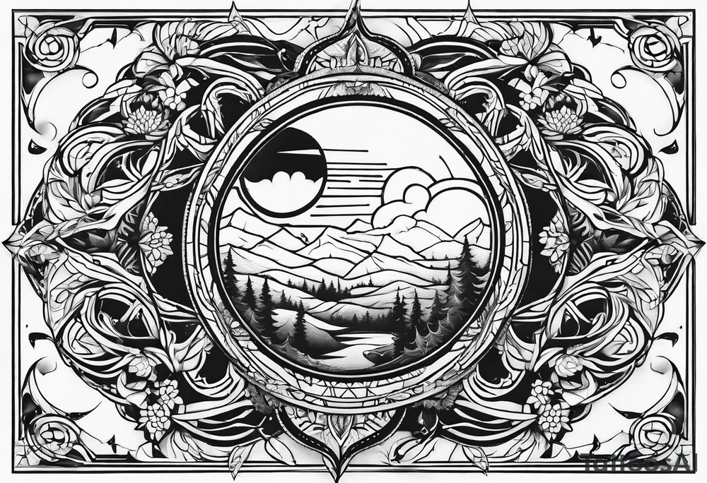 kompass  fineline tattoo idea