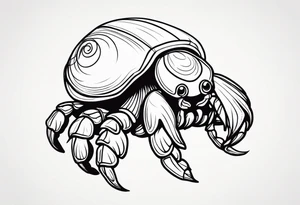 Line work cute hermit crab tattoo idea