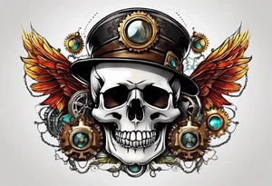 Steampunk skull tattoo idea