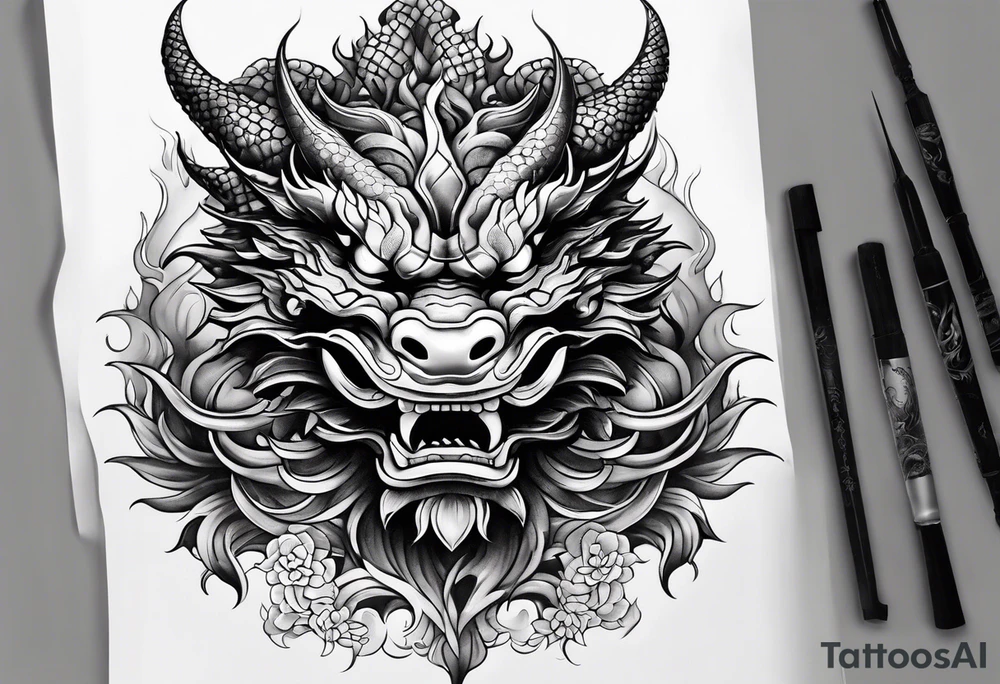 firedragon mask tattoo idea