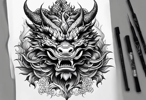firedragon mask tattoo idea