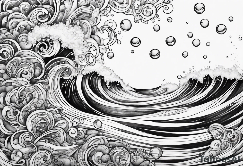 ocean waves bubbles tattoo idea