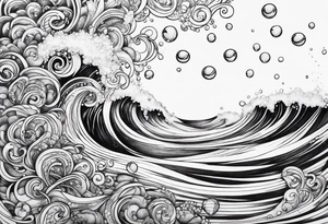 ocean waves bubbles tattoo idea