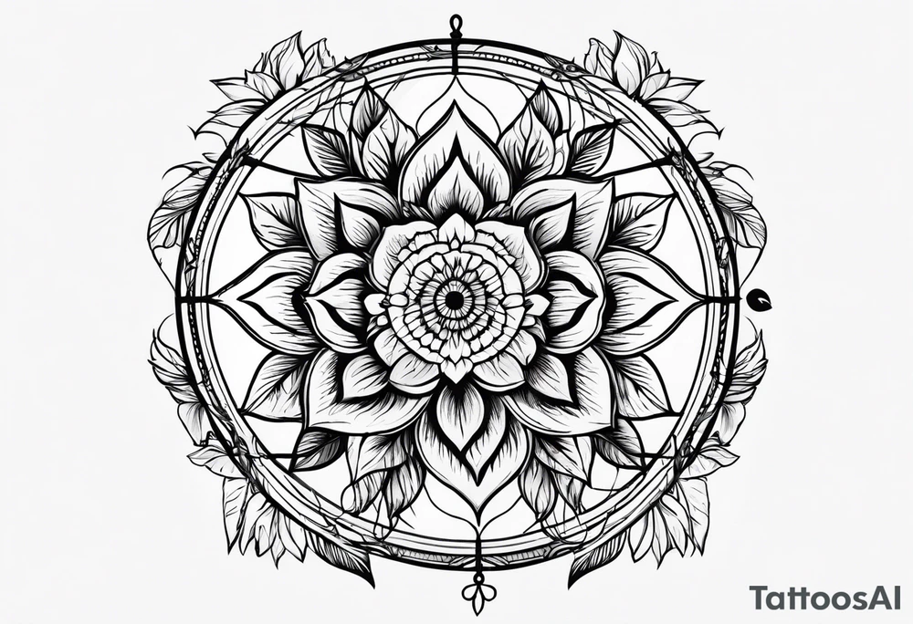 floral dreamcatcher tattoo idea