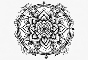 floral dreamcatcher tattoo idea