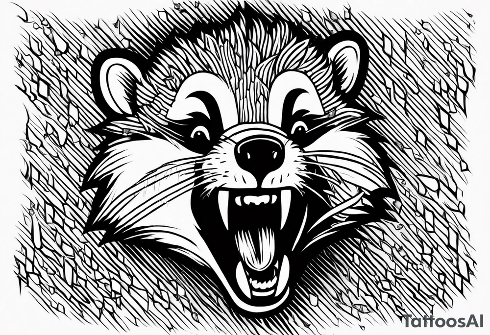 Angry badger with mouth open holding Doritos tattoo idea