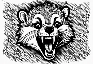 Angry badger with mouth open holding Doritos tattoo idea