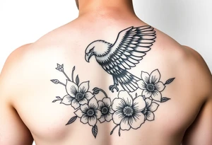eagle, and flowers tattoo idea