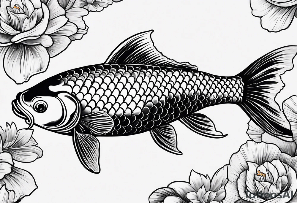 Koi fish on top on a gold tattoo idea