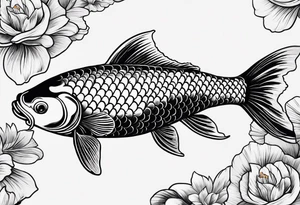 Koi fish on top on a gold tattoo idea