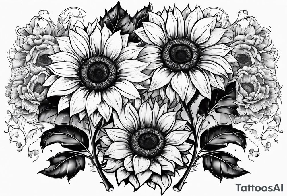 frame and sunflowers inside tattoo idea