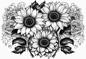 frame and sunflowers inside tattoo idea