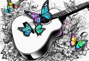 Guitar, butterfly, rainbow, Halo gaming tattoo idea