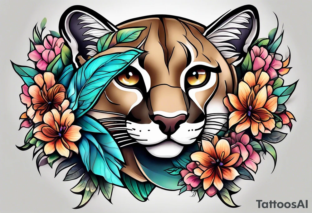 Mountain lion butterfly tattoo idea