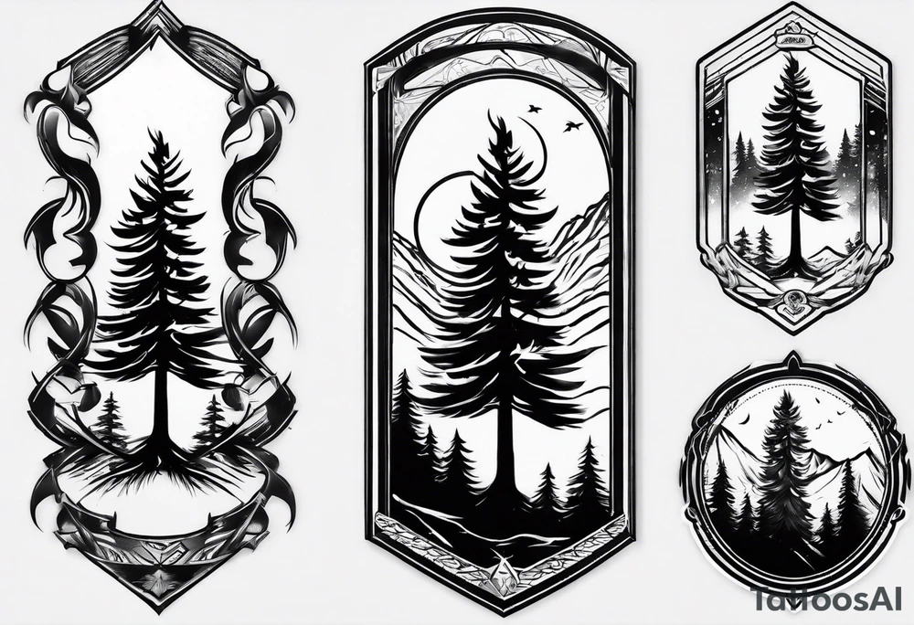 pine tree arm band tattoo idea