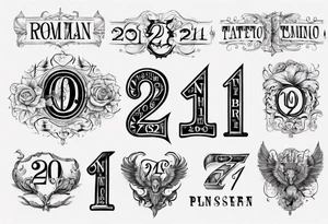 Combine the numbers 20 and 21 roman font tattoo idea