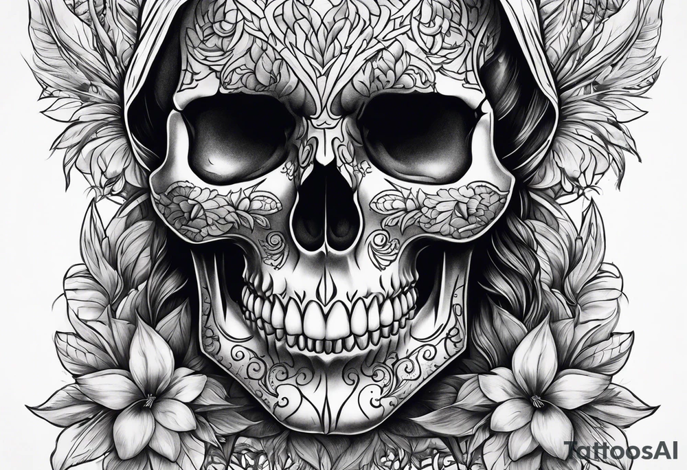 Women skull tattoo idea