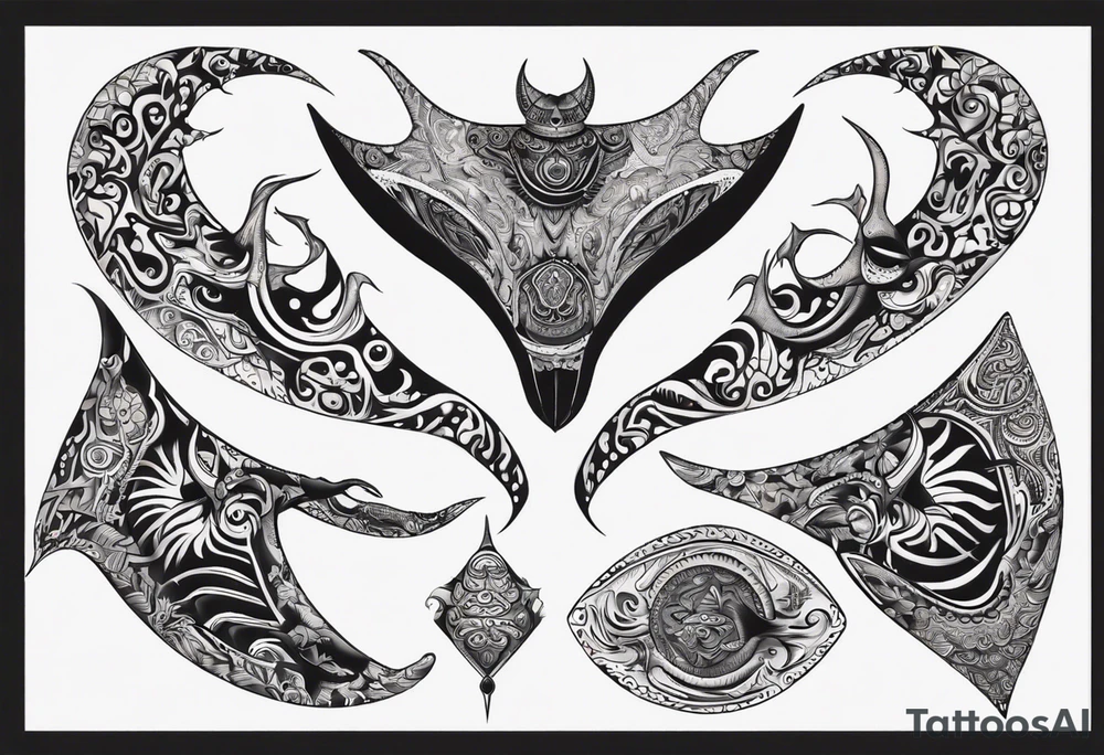 Manta ray in thai tattoo idea