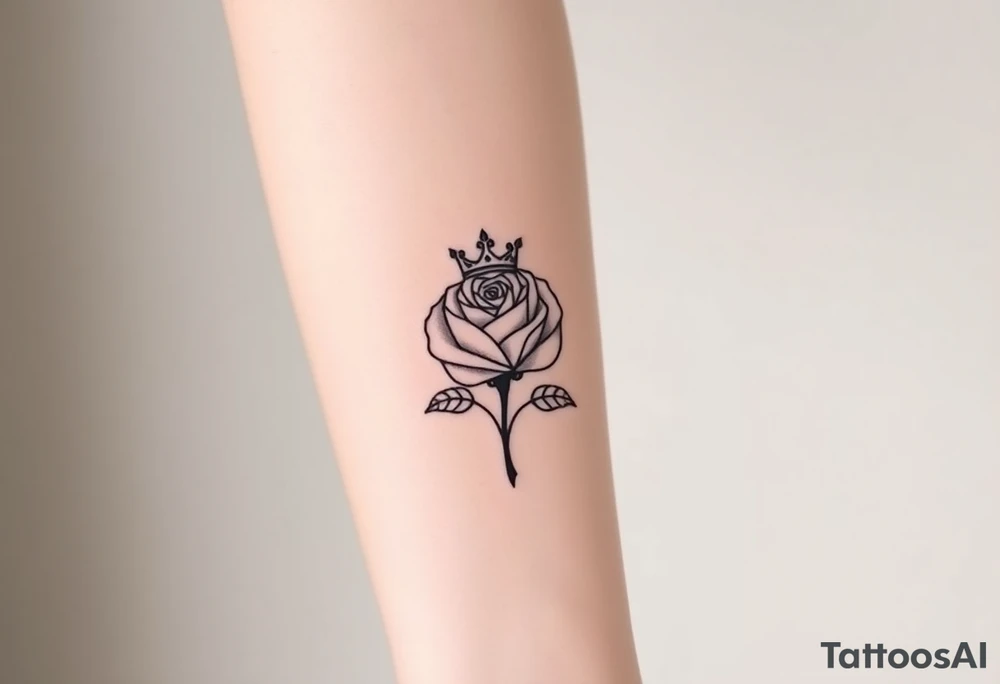 A rose with a kings crown ontop tattoo idea