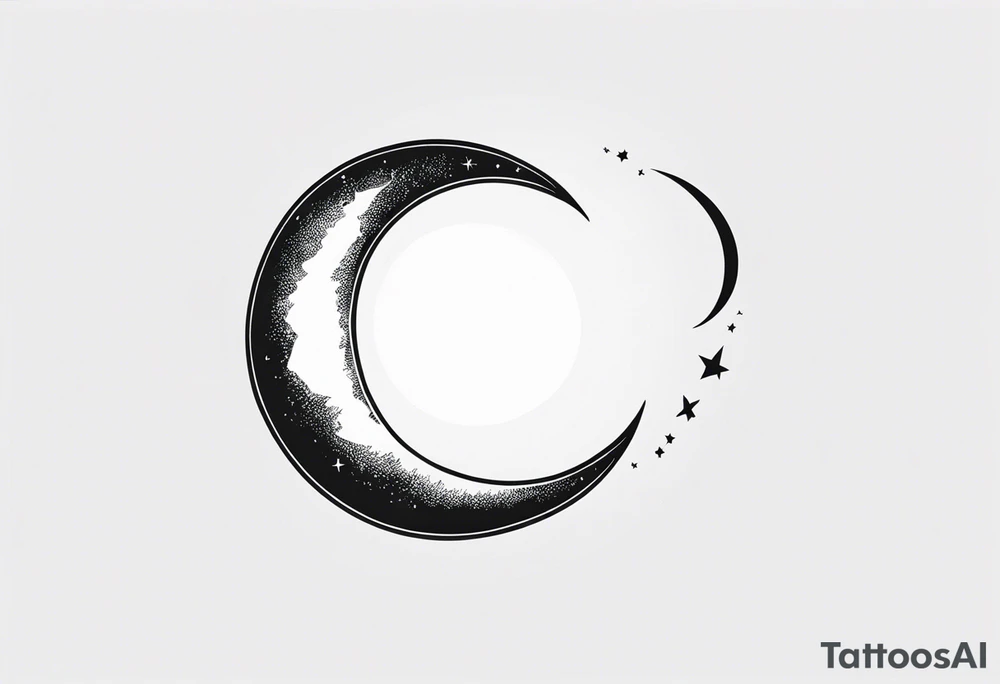 A lightning bolt crossing over a crescent moon tattoo idea