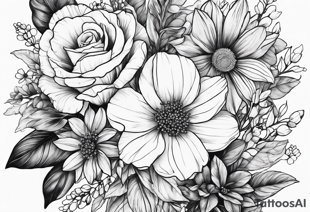 Floral Bouquet with Asher & Emmersyn tattoo idea