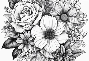 Floral Bouquet with Asher & Emmersyn tattoo idea