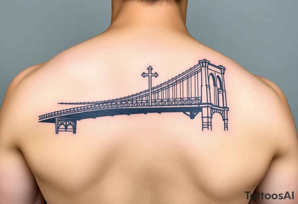 Brooklyn Bridge with St Michael tattoo idea