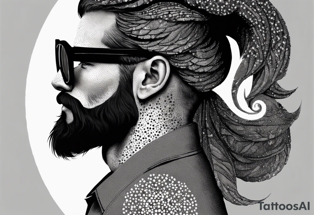 capricorn with beard and sunglasses tattoo idea