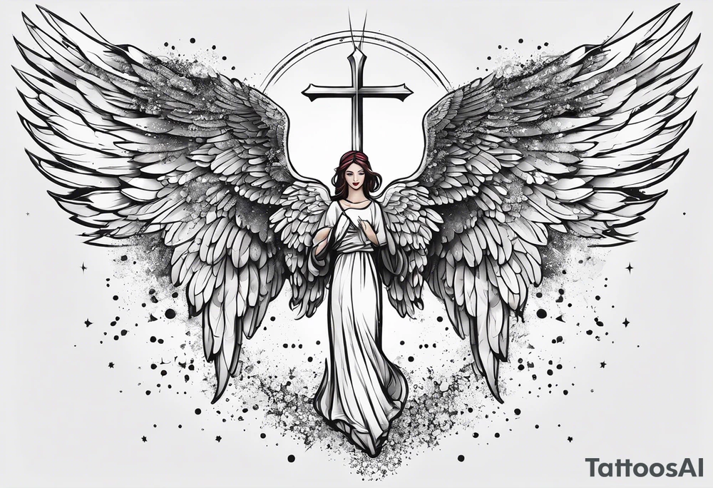 Constellation, Angel wing , snow , cross tattoo idea