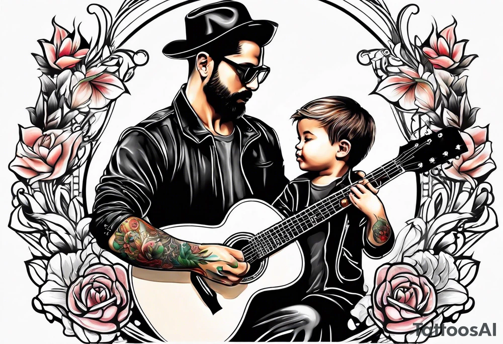 Father and child guitar tattoo idea