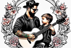 Father and child guitar tattoo idea