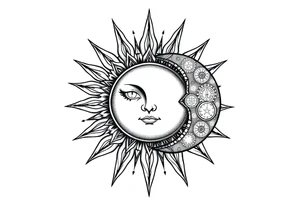 sun and moon with constellation patterns tattoo idea