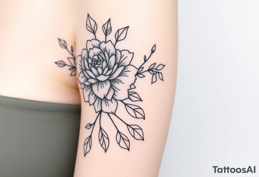 Rose and Chrysanthemum bouquet tattoo tattoo idea